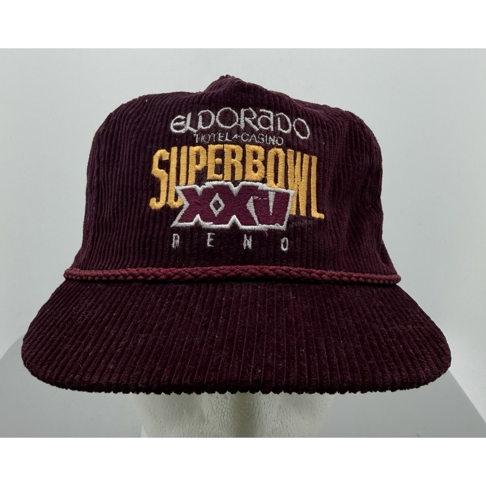 Burgundy Corduroy El Dorado Super Bowl XXV Reno Adjustable Hat